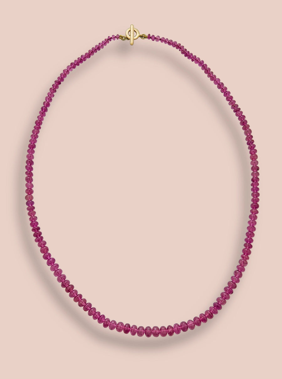 Pink Tourmaline smooth graduated beaded necklace