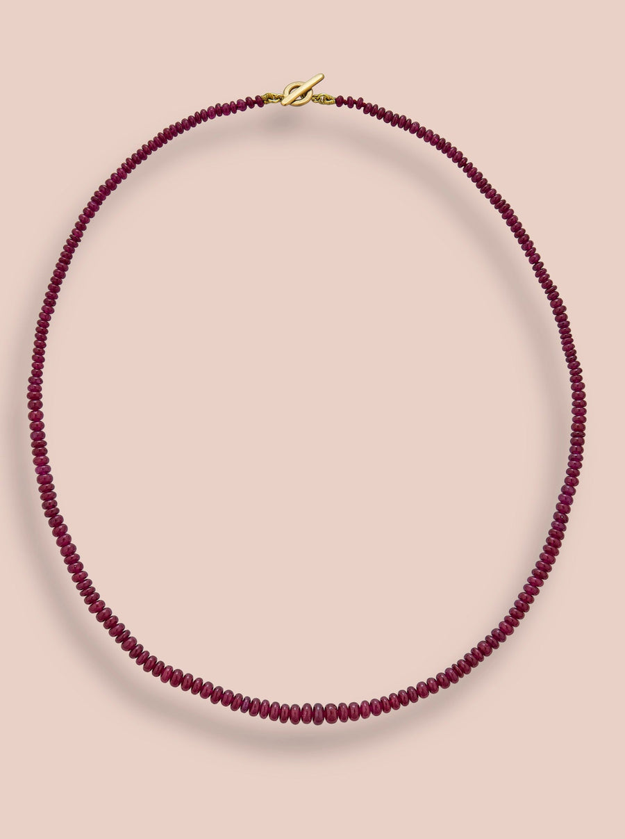 Ruby smooth graduated beaded necklace