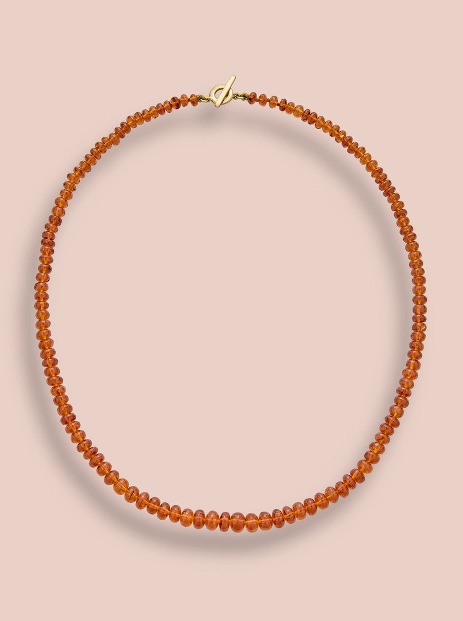 Spessartine garnet smooth graduated beaded necklace