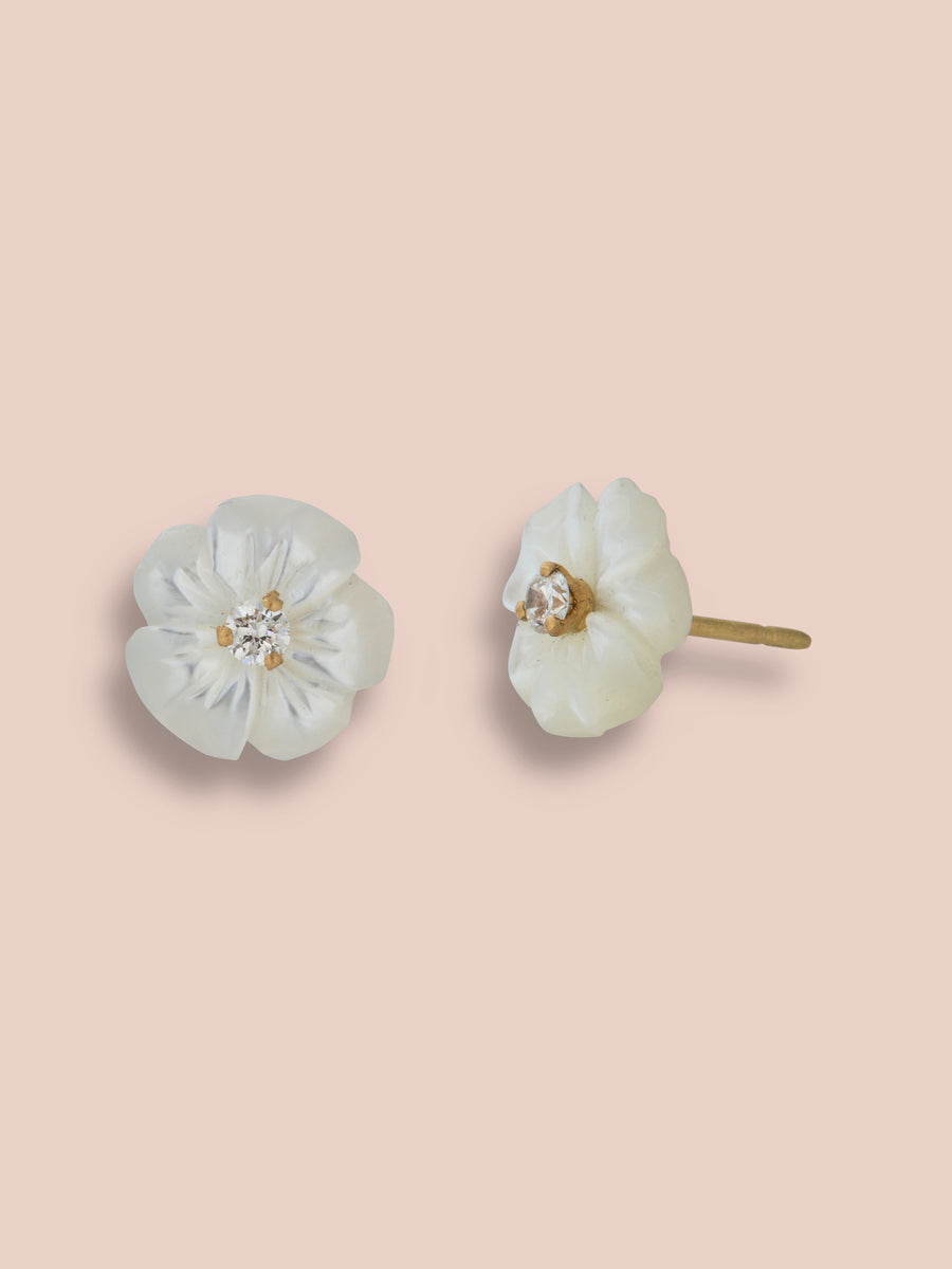 Mother of Pearl and Diamond Petite Fiore Earrings