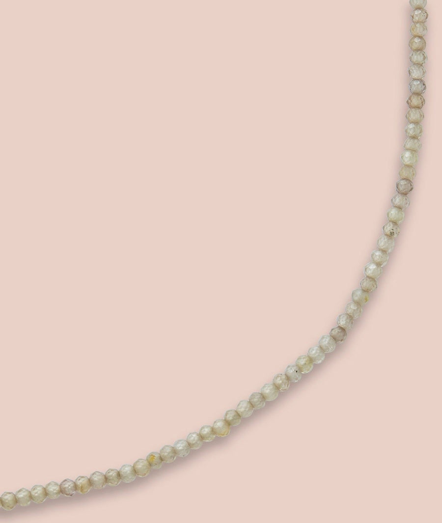 Tiny champagne zircon Collanina beaded necklace