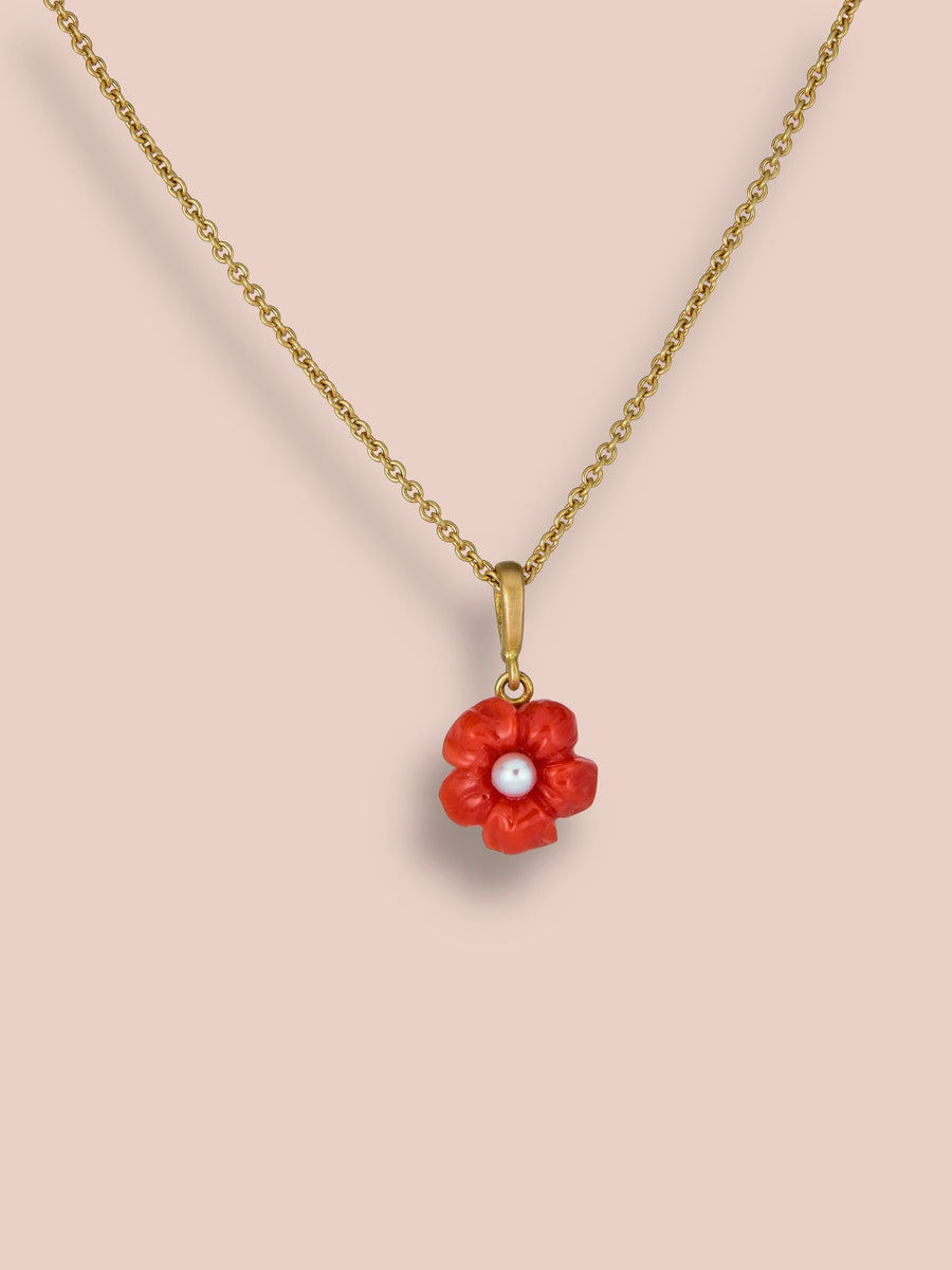 Fiore Pendant - Coral and Akoya Pearl