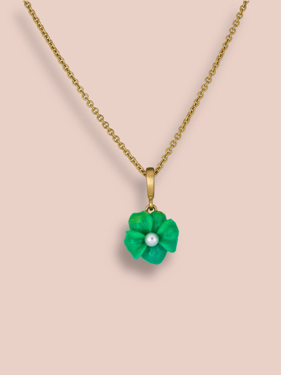 Fiore Pendant - Green Turquoise and Akoya Pearl