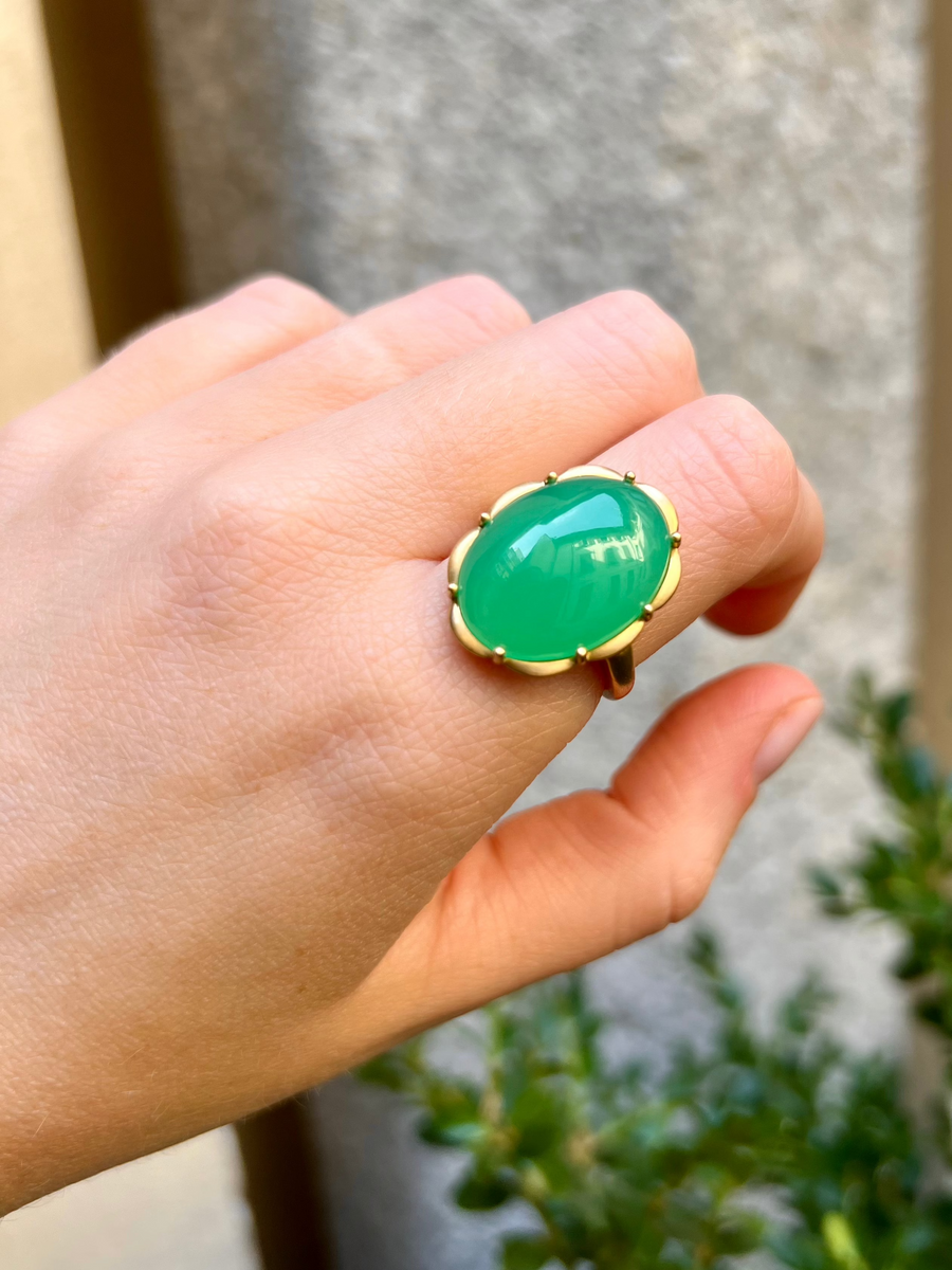 Margot Ring - 11.77ct Chrysoprase