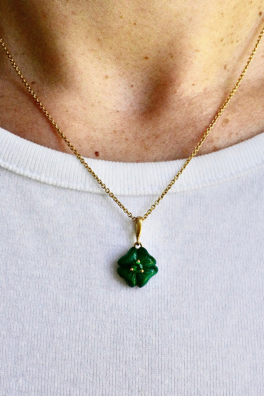 Clover pendant - Malachite and Tsavorite