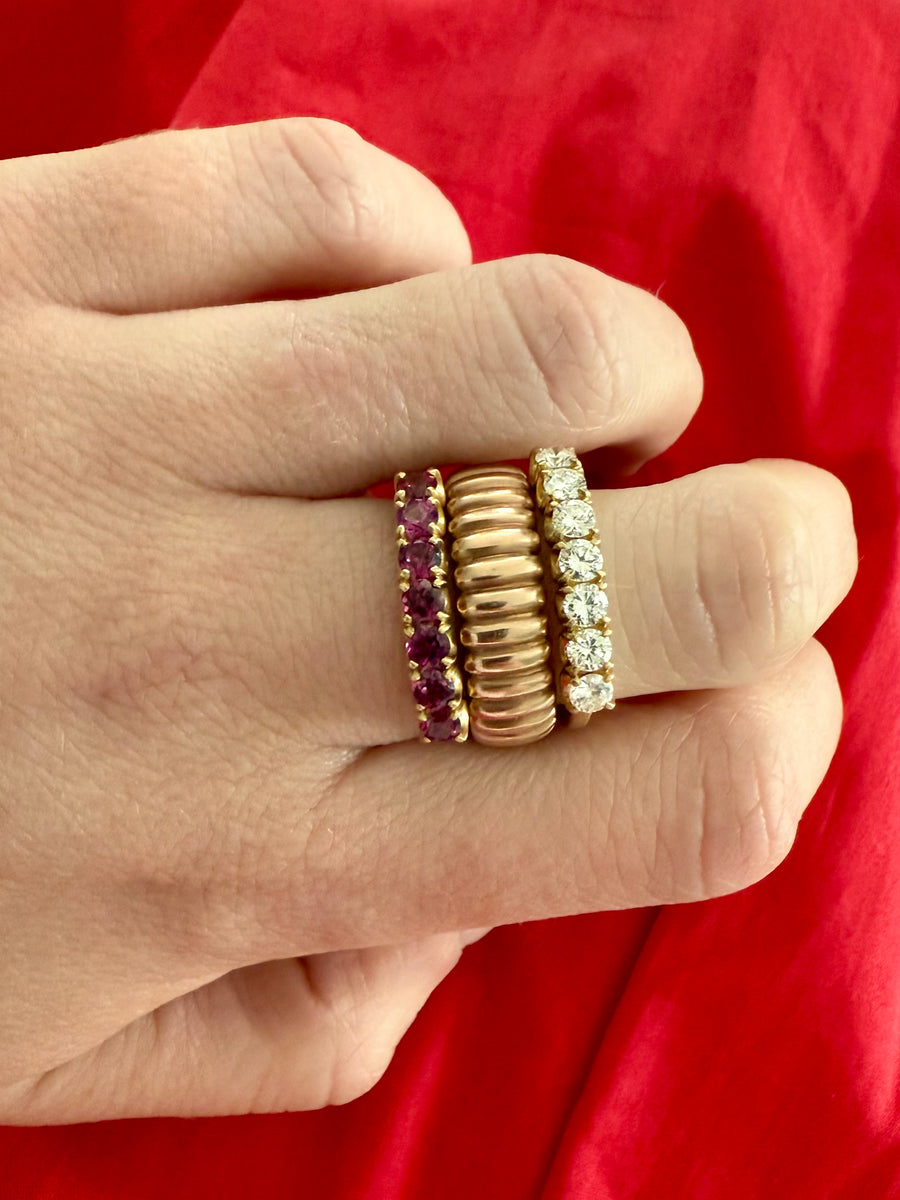 7 stone band ring - Rhodolite Garnet