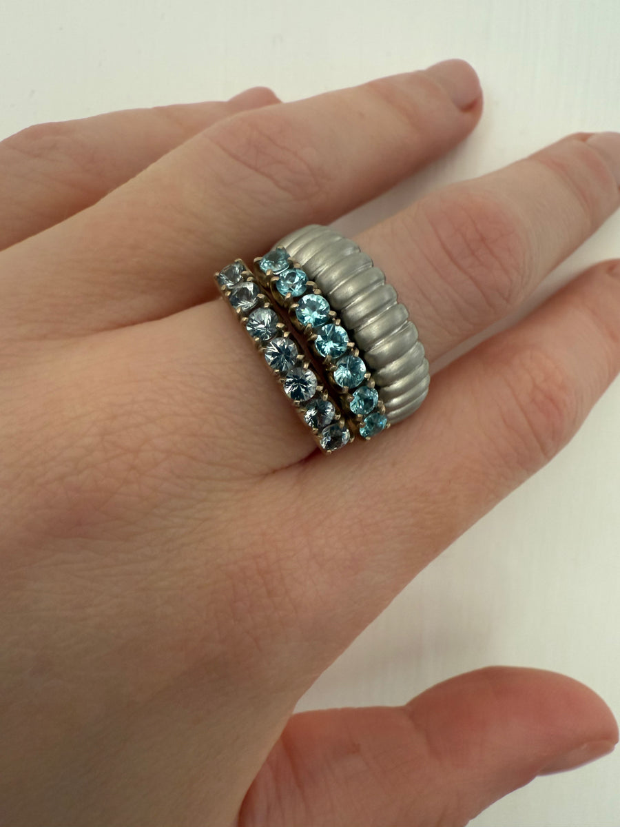 7 stone band ring - Blue Zircon