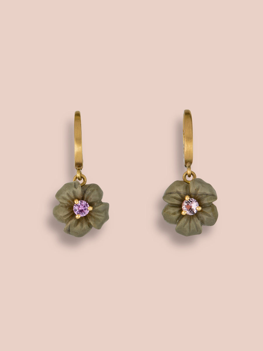 Lava flower pendant earrings - Grey and Violet