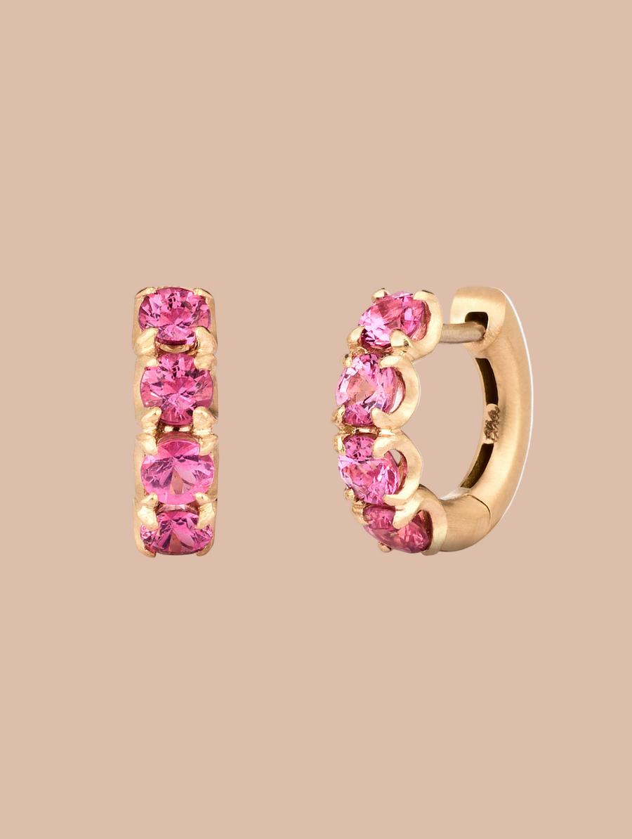 Flaminia Pink Spinel  Huggie Earrings