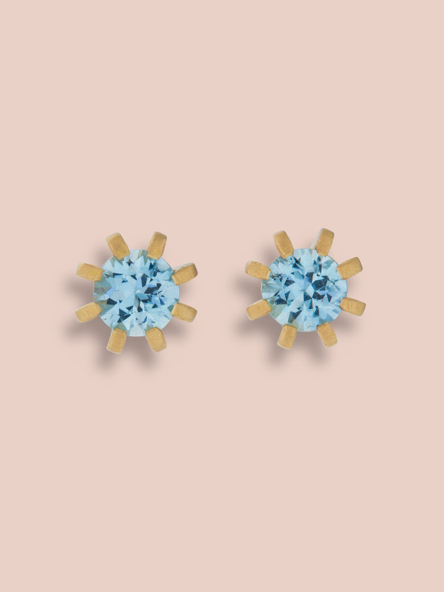 Large Stella heirloom studs - Aquamarine