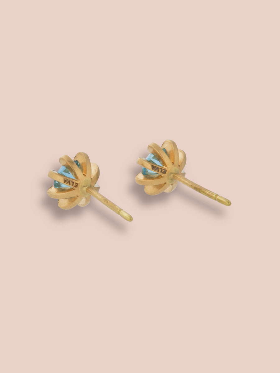 Large Stella heirloom studs - Aquamarine