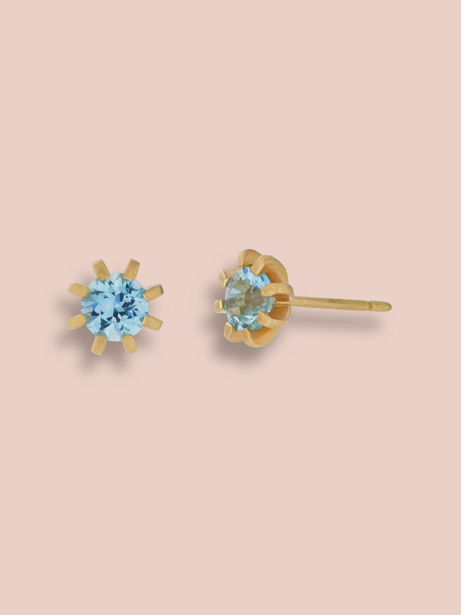 Large Stella heirloom studs - Aquamarine