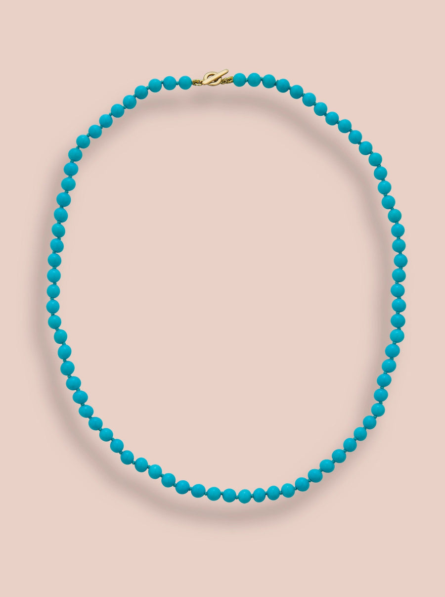 Turquoise beads knotted necklace