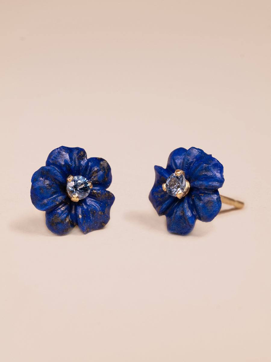 Lapis and Blue Sapphire Petite Fiore Earrings