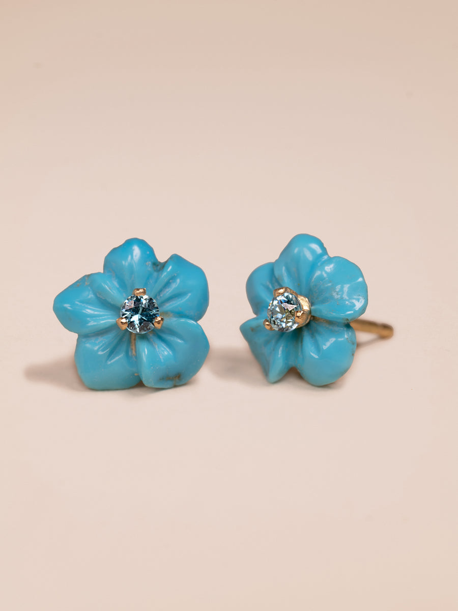 Turquoise and Blue Zircon Petite Fiore Earrings