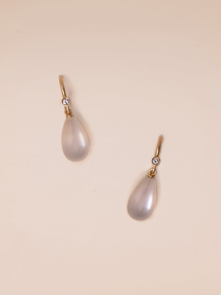 Diamond and Moonstone  Everyday drop earrings